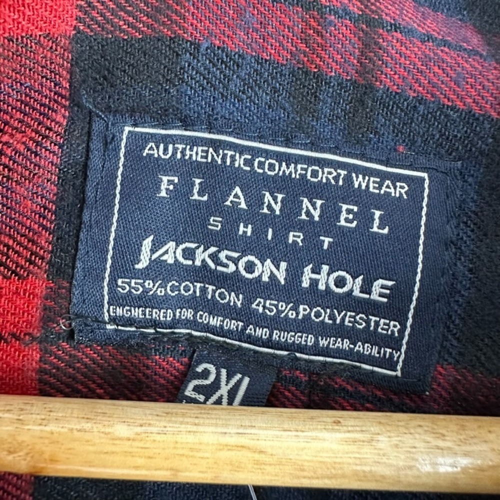Men's Flannel Shirt Jackson Hole Size 2XL NWT Red Blue Plaid Outdoor Lumberjack - Picture 3 of 10